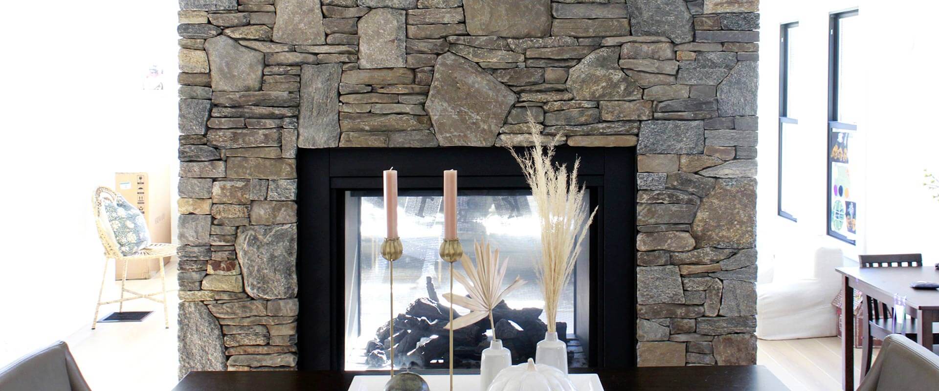 Fireplace in a Modern Farmhouse in Waterford, CT