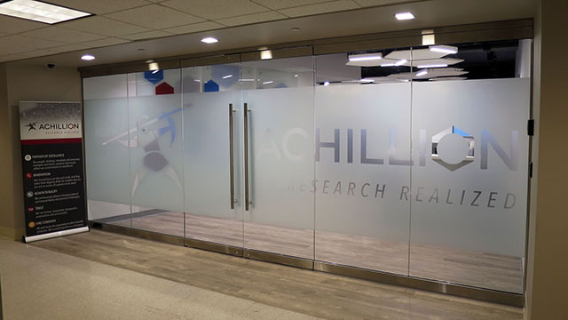 Interior of Achillion Pharmaceuticals, a corporate interiors project in New Haven, Connecticut