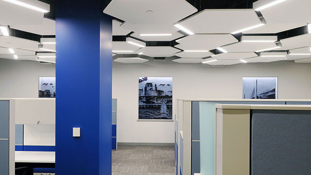 Interior of Achillion Pharmaceuticals, a corporate interiors project in New Haven, Connecticut
