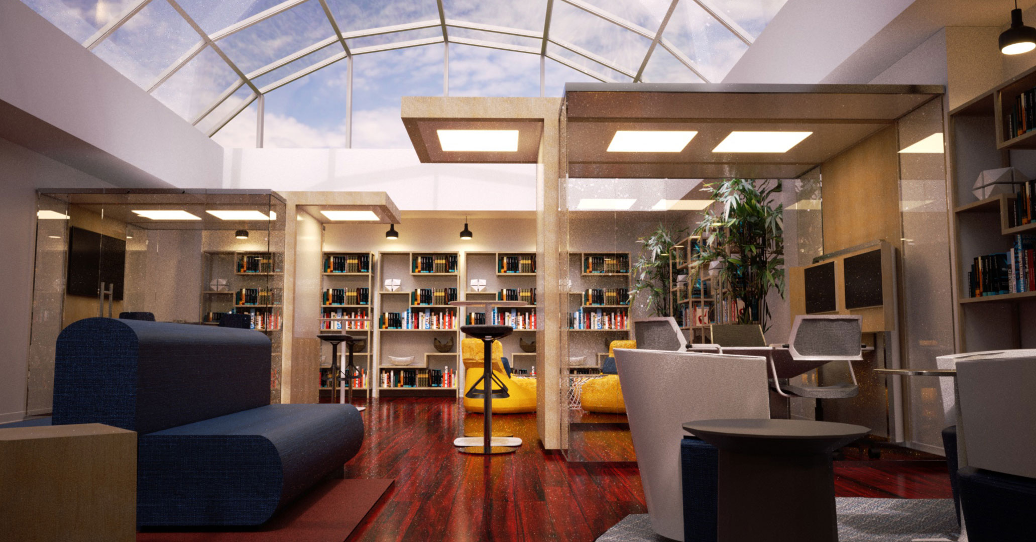 Interior Rendering of a Library in Connecticut