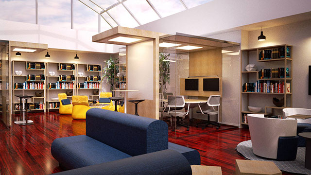 Interior of library inteirors project in Connecticut