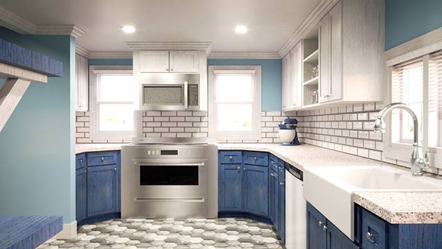 Interior rendering of a kitchen in Fairfield, Connecticut
