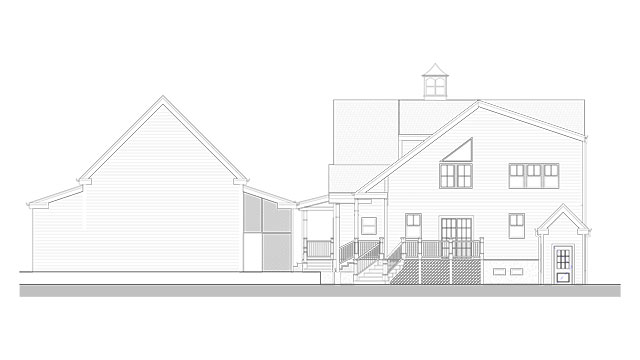 Exterior Elevation of a Farmhouse Addition in Feeding Hills, Massachusetts