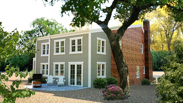 Exterior rendering of a townhouse in Hartford, Connecticut