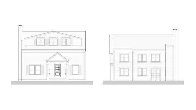 North and South elevations of a townhouse in Hartford, Connecticut