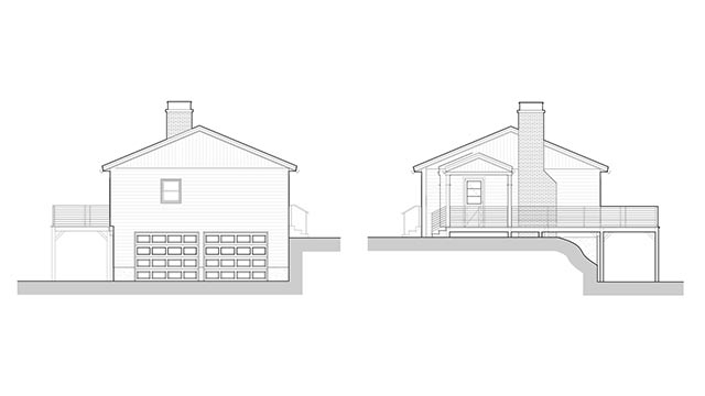 East and West Elevations of a renovation in Niantic, Connecticut