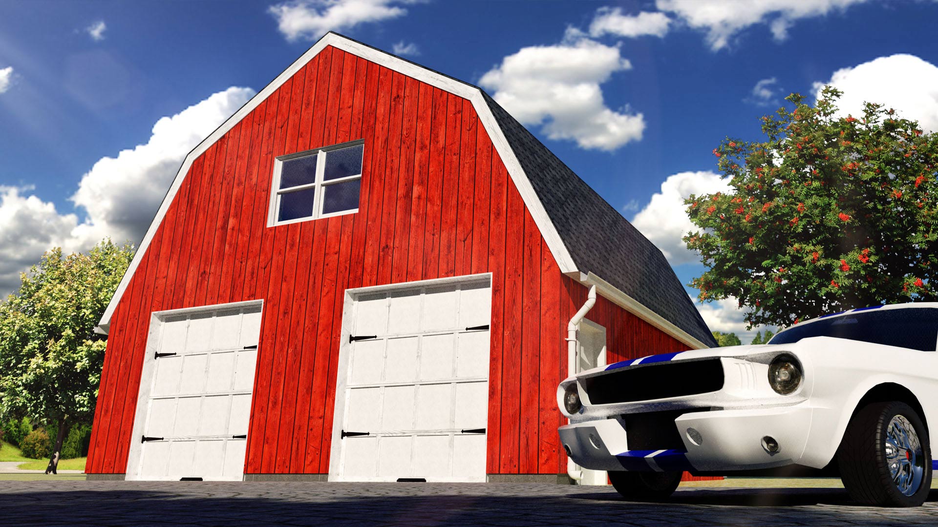 Exterior rendering of a barn in Schenectady, New York.