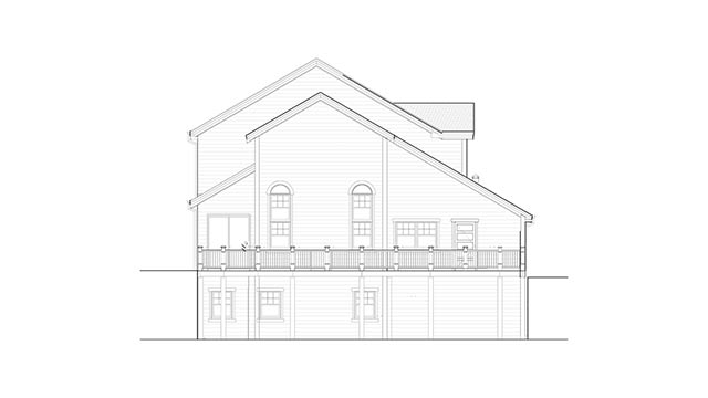 North elevation of a Craftsman style house in Simsbury, Connecticut