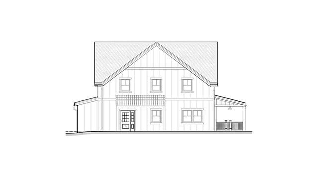 North elevation of a modern farmhouse in Waterford, Connecticut