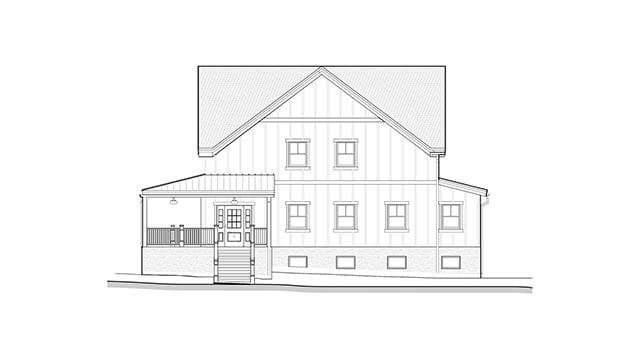 South elevation of a modern farmhouse in Waterford, Connecticut