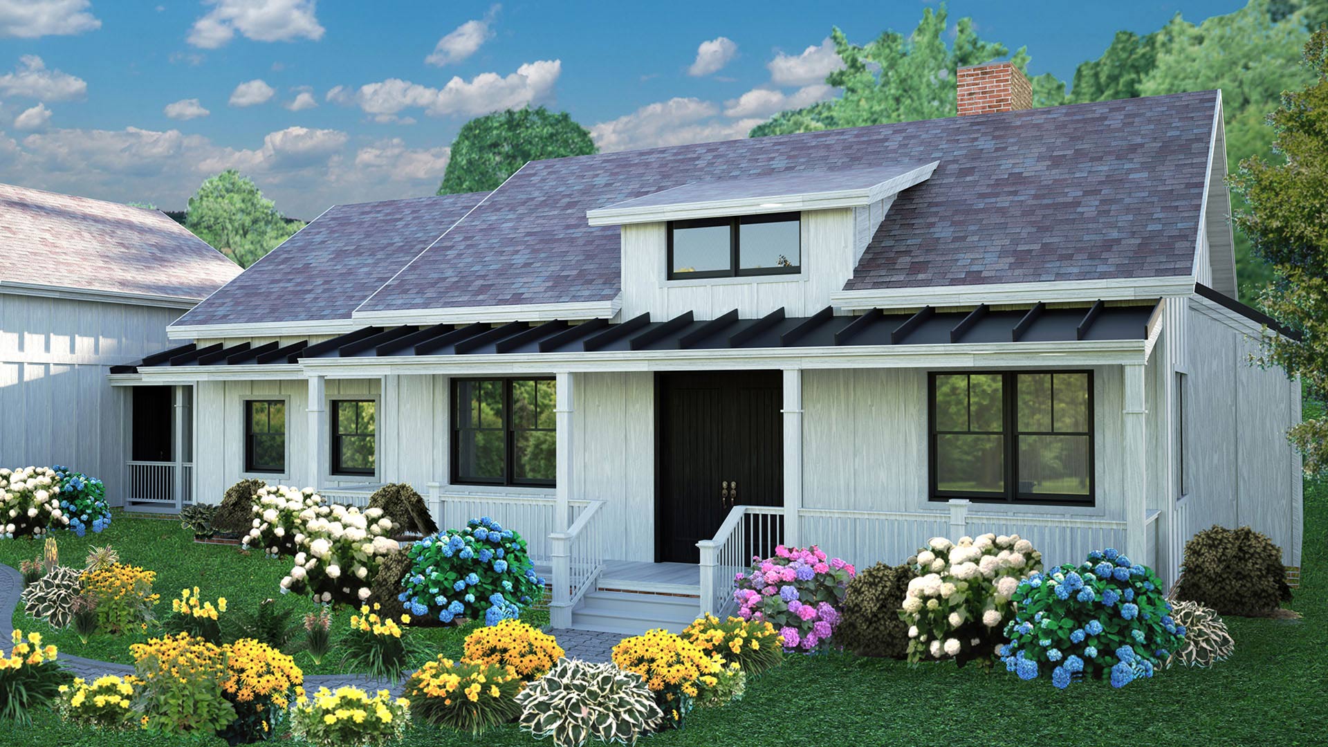 Exterior rendering of a Ranch house in Waterford, Connecticut.