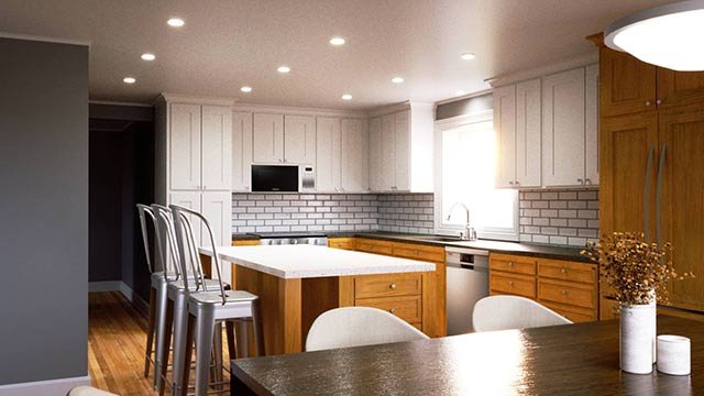 Interior rendering of a kitchen in Winsted, Connecticut
