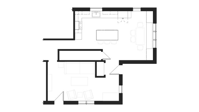Floor plan of a kitchen in Winsted, Connecticut