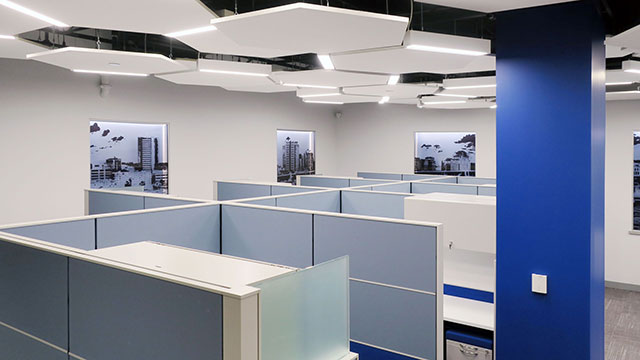 Interior of Achillion Pharmaceuticals, a corporate interiors project in New Haven, Connecticut