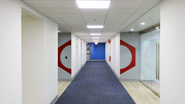 Interior of Achillion Pharmaceuticals, a corporate interiors project in New Haven, Connecticut