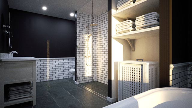 Interior rendering of a bathroom in Bridgeport, Connecticut