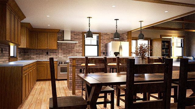 Interior of a Farmhouse kitchen addition in Feeding Hills, Massachusetts