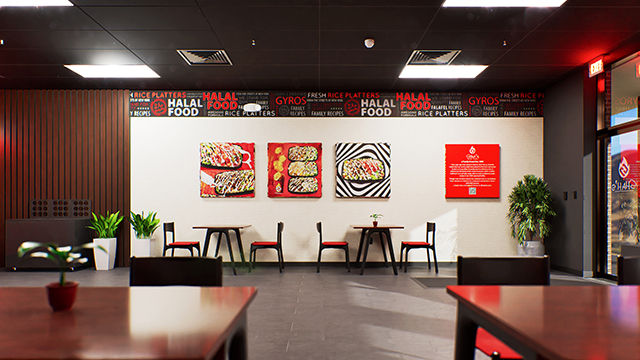 Interior of a Shah's Halal Food in Groton, Connecticut