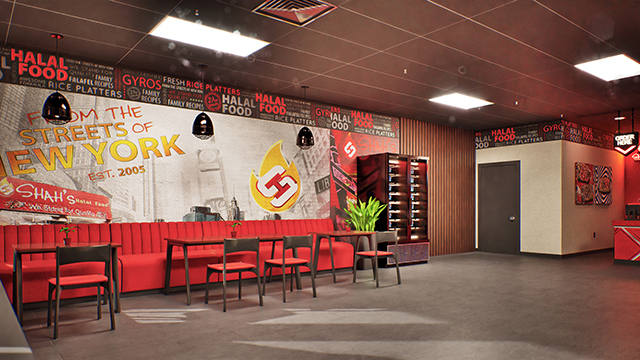 Interior of a Shah's Halal Food in Groton, Connecticut