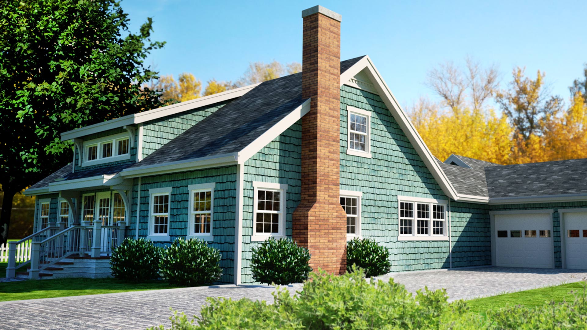 Exterior rendering of a Cape house in Windsor, Connecticut